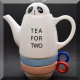 P33. Tea For Two panda bear tea pot and cups 8” - $12 